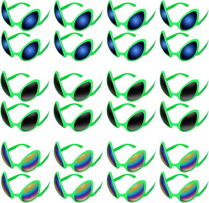 Bencailor 12 Pack Alien Glasses with Lenses Funny Alien Sunglasses Bulk for Cosplay Costume Accessories Carnival Mardi Gras Party Favor (Green)