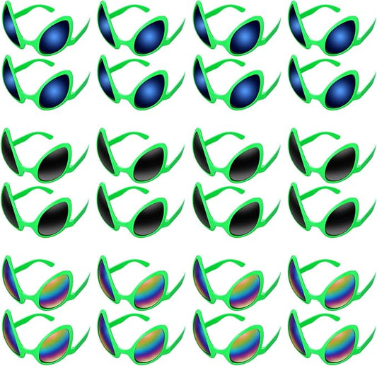 Bencailor 12 Pack Alien Glasses with Lenses Funny Alien Sunglasses Bulk for Cosplay Costume Accessories Carnival Mardi Gras Party Favor (Green)