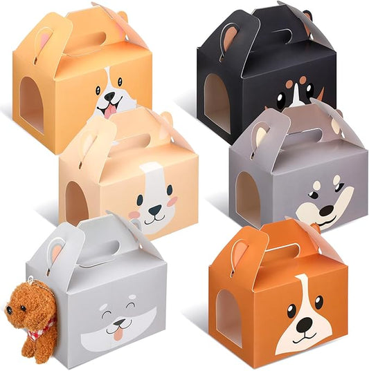 Fainne 24 Pcs Party Favors Boxes Foldable Treat Gift Boxes Candy Goodie Cases Decorations Adopt Pet Gift for Birthday Wedding Bridal Shower Party Favors(Cute Dog)