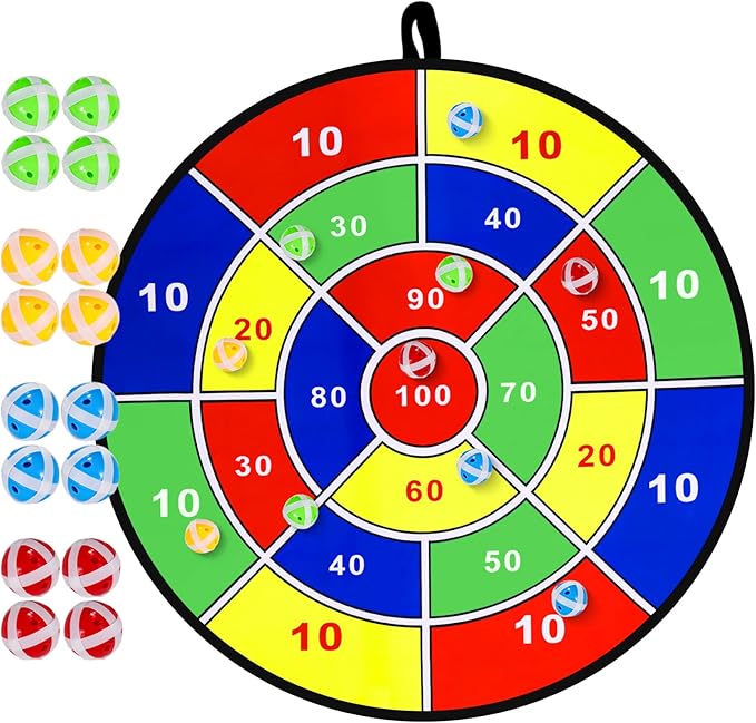 Kids Dart Board Game Set-29 inchs, Board Games with 16 Stick Balls, Summer Indoor Outdoor Toys Games for Kids Ages 4-8, Birthday Party Games Yard Toys for Kids Ages 3 4 5 6 7 8 9 10 11