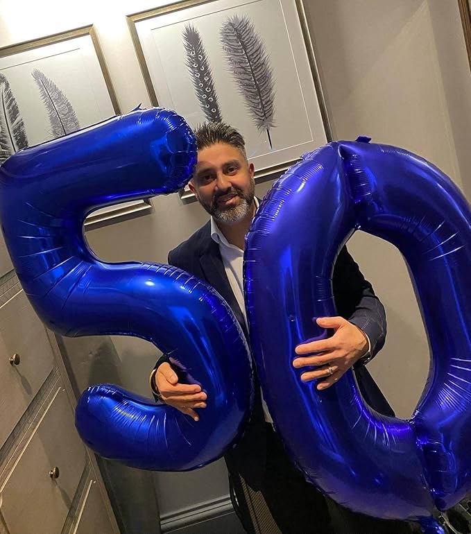 40 Inch Navy Blue 50 Number Balloons Giant Jumbo Huge 50 Foil Mylar Helium Number Digital Balloons Dark Blue Birthday Mylar Digital Balloons 50th Birthday Parth 50th Anniversary Events Party