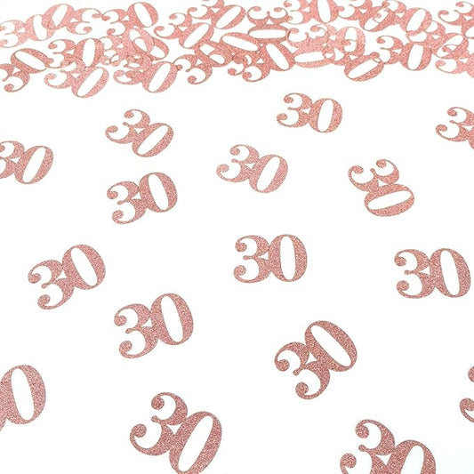 30th Happy Birthday Confetti Decorations - Number 30 Rose Gold Table Confetti for 30th Birthday, 30th Anniversary Wedding Party Supplies