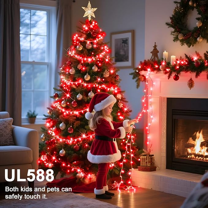 393 FT 1000 LED String Lights Outdoor Indoor, Christams String Lights Waterproof 8 Modes & Timer, Fairy Lights Plug in for Bedroom, Weeding, Patio, Party, Holiday,Christmas Decor (Red)