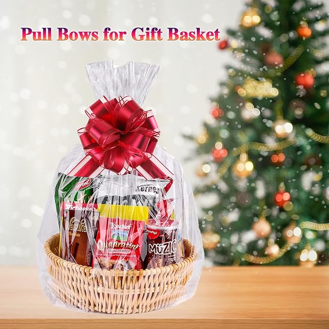 20 PCS Large Pull Bows Gift Wrapping Bows for Wedding Gift Baskets, Party Gift Wrap, Presents Decorating (Red)