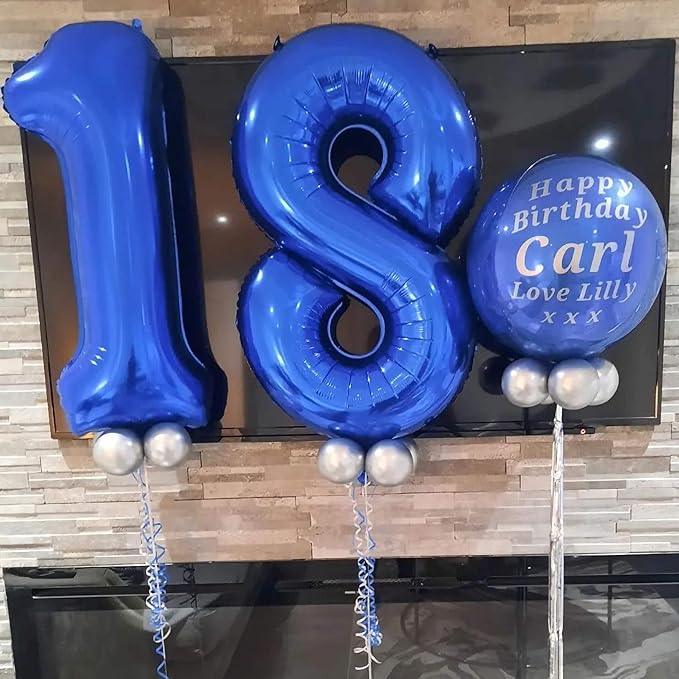 40 Inch Navy Blue 17 Number Balloons Giant 17 Balloons Navy Blue Birthday 17 Balloons 17th Birthday Anniversary Party Decorations Supplies