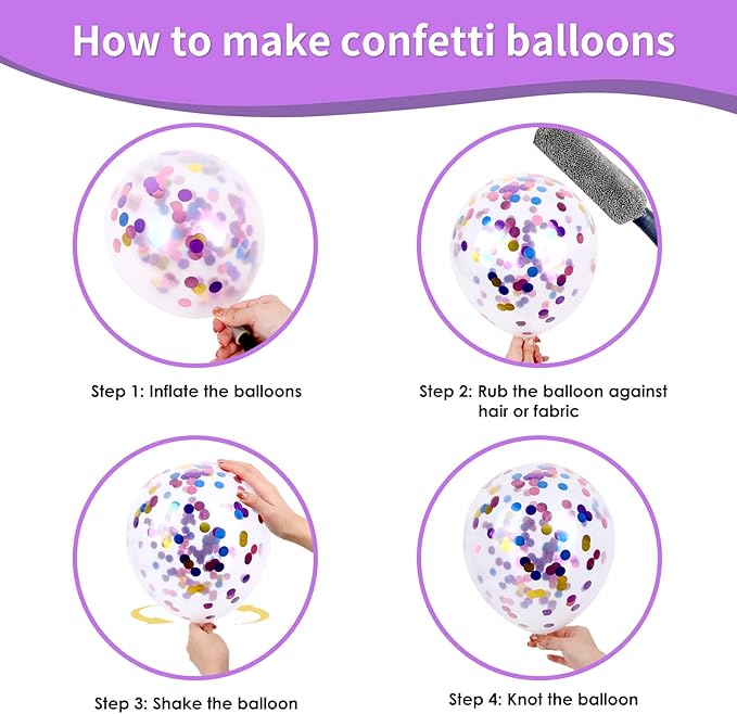 RUBFAC Pink and Purple Balloon Bithday Balloons, 65pcs 12 Inches Purple Metallic Teal Yellow Confetti Party Balloons for Magic Hunters Theme Birthday Baby Shower Decoration