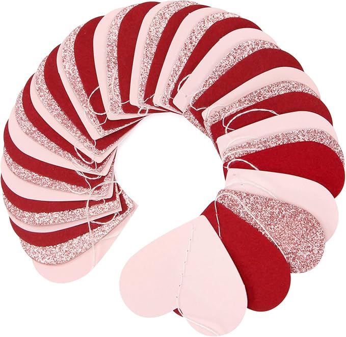 Rose-Gold Pink Burgundy-Red Party-Decorations Garland - 52Ft Heart Paper Streamers Banner, Valentines Mothers Day Bachelorette Bridal Shower Engagement Wedding Hanging Decoration Lasting Surprise