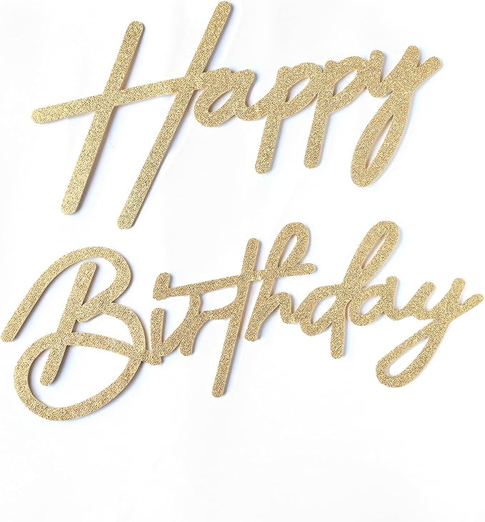 Champagne Happy Birthday Sign for Arch Backdrop - Glitter Happy Birthday Letters Felt Signs for Balloon Arch Party Backdrop Wall Decorations Remove Logo for Birthday Baby Shower