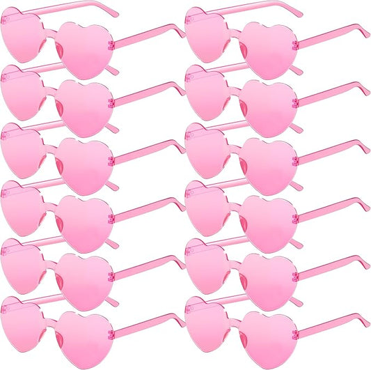 2/4/8/12/20 Pairs Heart Shaped Sunglasses Transparent Heart Glasses Rimless Trendy Eyewear for Valentines Party Favor