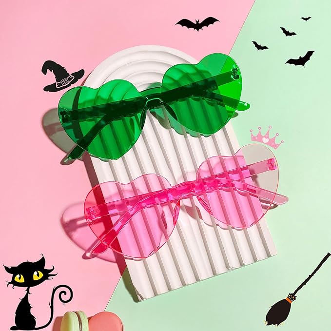 14/42 Pack Heart Sunglasses for Women, Fun Cute Rimless Transparent Candy Color Heart Glasses Party Favors