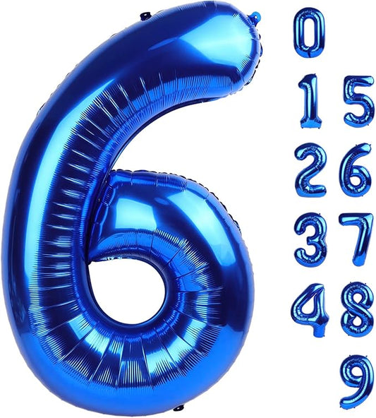 6 Balloon Number 40 Inch, 6 7 Birthday Decorations, 6 Year Old Birthday Balloon for Boy Girl, Navy Blue 16 26 60 65 Numbers Balloons Birthday Party