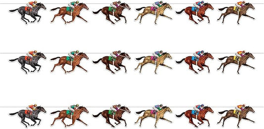 Beistle 3 Piece 6.5" x 6' Horse Racing Banners For Equestrian Theme Race Day Party Decorations