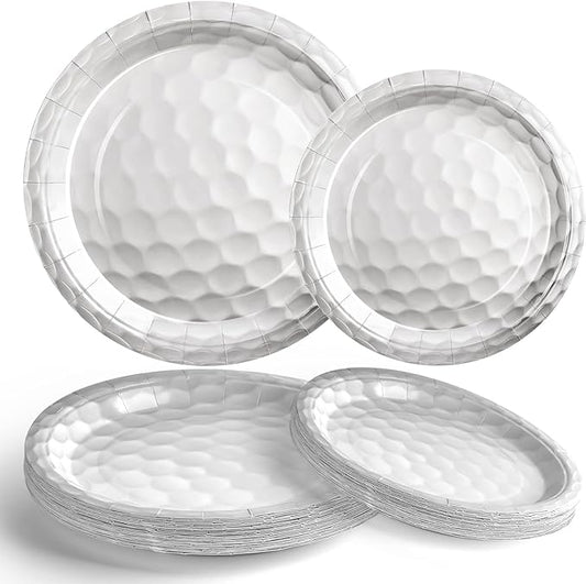 Mototo 60 Pack Golf Ball Paper Plates, 7 Inch and 9 Inch Golf Paper Plates Dessert Dinner Disposable Tableware Set for Sports Theme Hole in One Party Supplies, Birthdays, Club, Baby Shower Decoration