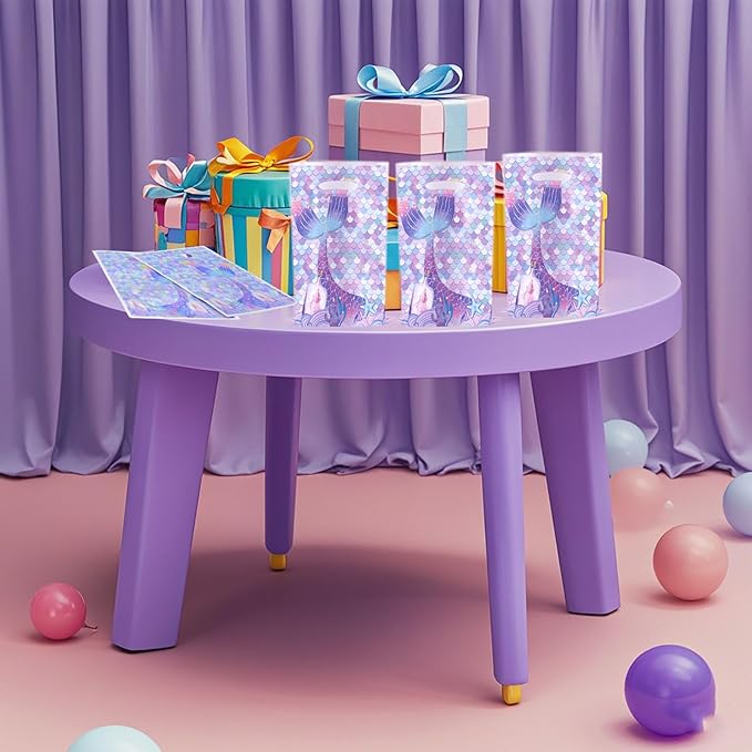 YYaaloa 30pcs Goodie Bags Party Favor Plastic Candy Gift Loot Bulk for Birthday Baby Shower Return Gift (Light Purple-Mermaid)