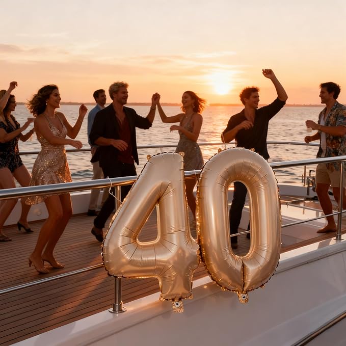 Beige Number 40 Balloons 40 Inch Giant Beige 40 Foil Mylar Balloons for 40th Birthday Anniversary Events Party Decorations