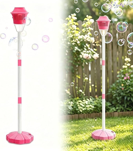 Street Lamp Bubble Tower with Lights, Rechargeable Standing Bubble Maker, Adjustable Height Street Light for Outdoor Garden, Patio, Wedding, Party and Event Decor (Red 1PACK)