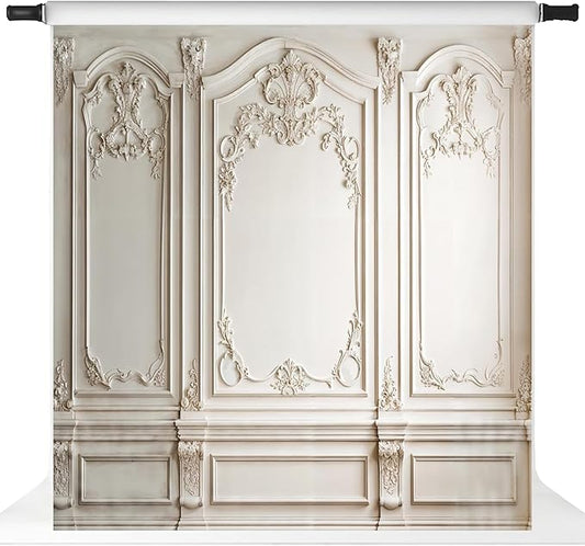 Kate Elegant Grey Wall Photo Backdrop Classic European Architectural Photography Background for Weddings and Portraits, 8x8ft
