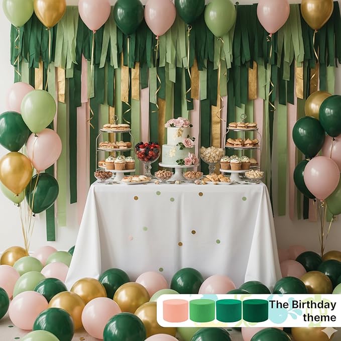 PartyWoo Olive Green Crepe Paper Streamers 8pcs 656 ft Pack of Dusty Sage Green Crepe Paper Sheets for Birthday Baby Shower Graduation Woodland Dinosaur Jungle Football Theme Party Decorations