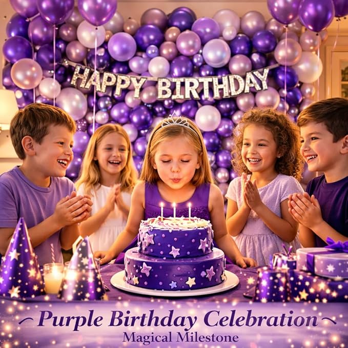 Dark Purple Latex Party Balloons，100 Pack 12 Inch Round Helium Purple Balloons with Ribbon for Birthday Butterfly Wedding Graduation Halloween Party Decorations