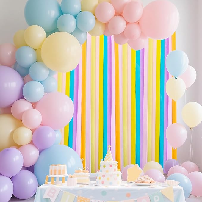 Crepe Paper Streamers, 8 Rolls Pastel Party Streamer for Spring Tea Party Decorations, Easter Wedding Bridal Baby Shower Decorations