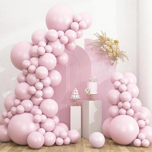 RUBFAC 135pcs Pale Pink Balloons Different Sizes Pack of 18 12 10 5 Inch, Latex Light Baby Pastel Pink Balloon Garland Arch Kit for Baby Shower Engagement Bachelorette Wedding Birthday Party