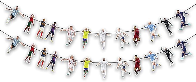 Soccer Football Garland Decoration – Themed Party Banner for Birthday Celebrations, Sports Parties, Decorative Garland for Dessert Tables, Room Décor, Photo Displays, and Special Occasions