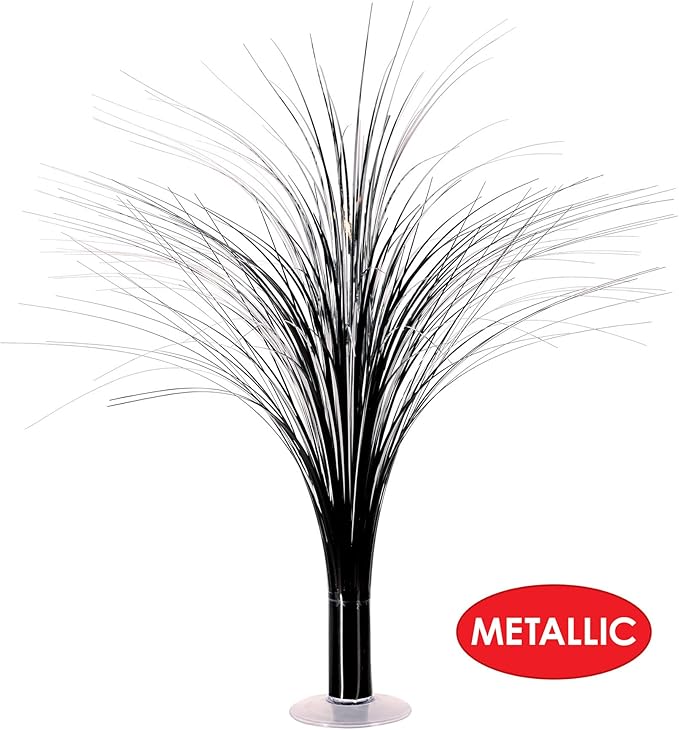 Beistle 2-Pack Metallic Spray Centerpiece, Sleek Black Decoration for New Years, Awards Night, & Birthday Parties, Table Decor for Special Events, 19”