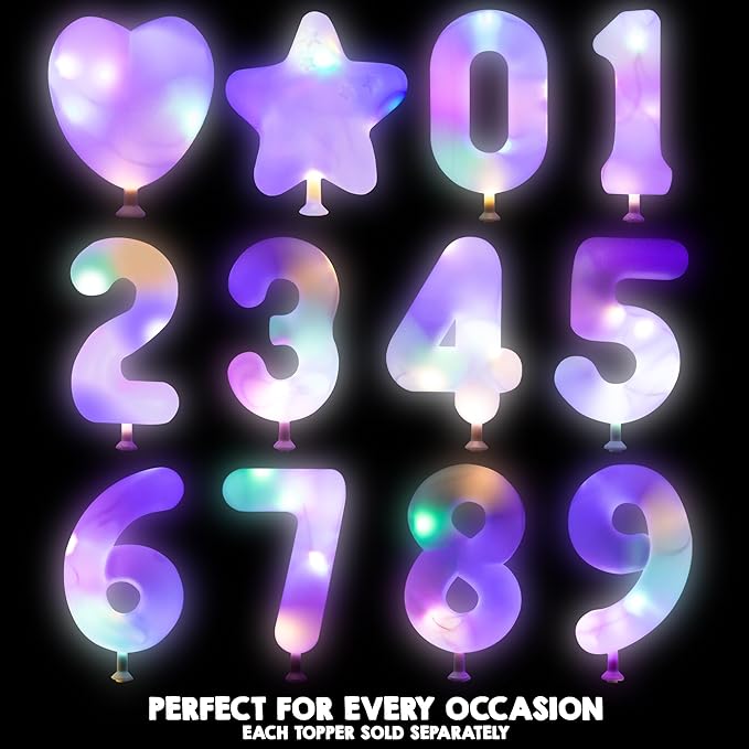 ArtCreativity LED Numeric Birthday Cake Topper - Light Up Number Cake Toppers with 3 Eye-Catching Modes - Anniversary and Birthday Cake Decorations - LED Cake Decor for Any Age (#6)