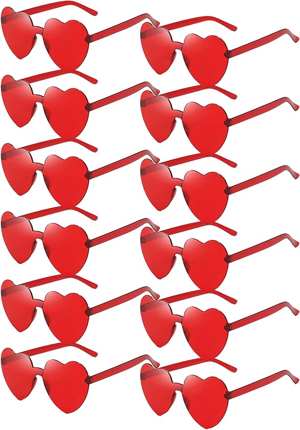 12/26/36 Pairs Rimless Heart Shaped Sunglasses Transparent Glasses Bulk Fun Sunglasses for Party Favors