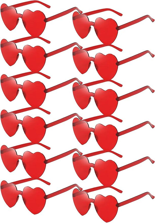 12/26/36 Pairs Rimless Heart Shaped Sunglasses Transparent Glasses Bulk Fun Sunglasses for Party Favors