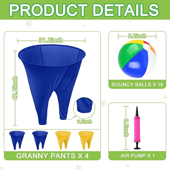 Granny Pants Yard Game Freaky Party Games Pants with Bouncy Balls and Air Pump Oversized Granny Pants Outdoor Game for Adults and Family Interactive Throwing Game for Group Gatherings