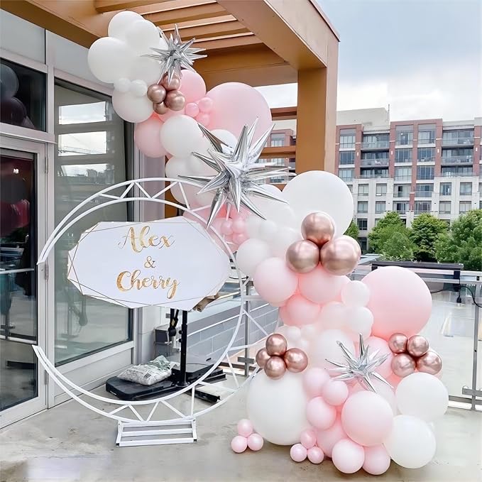 130-Pack Pastel Pink & White Balloon Garland Kit - 18/12/10/5 Inch Different Sizes White and Pink Latex Balloons for Baby Shower, Princess Birthday, Wedding Arch Decor