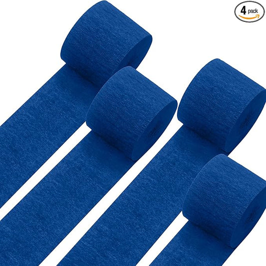 GCB Blue Crepe Paper Streamers for Party Decorations 4 Rolls 328ft,Blue Crepe Paper for Wedding Decorations, Birthday Decorations, Baby Shower Decors Art Crafts DIY Supplies (1.8 Inch x 82 Ft/Roll)