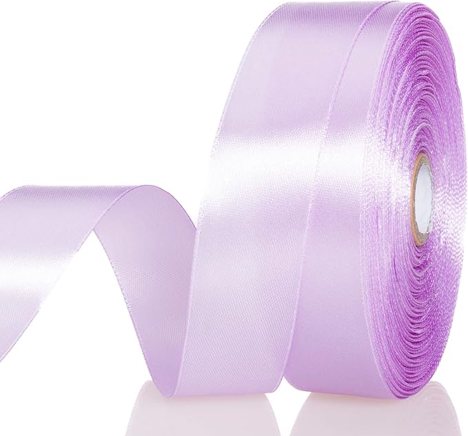 YASEO 1 Inch Lilac Solid Satin Ribbon, 50 Yards Craft Fabric Ribbon for Gift Wrapping Floral Bouquets Wedding Party Decoration