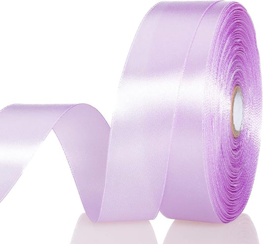YASEO 1 Inch Lilac Solid Satin Ribbon, 50 Yards Craft Fabric Ribbon for Gift Wrapping Floral Bouquets Wedding Party Decoration