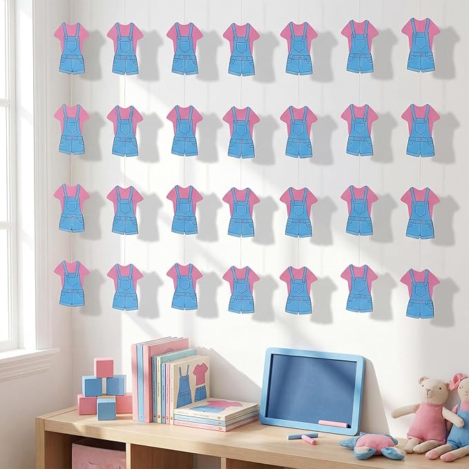 Eaasty 8 Pcs Cartoon English Teacher Paper Garland Banner Sweet Cute Garland Enlightened Teacher Banner Pink Party Decorations for Birthday Photo Booth Prop Classroom Party Supplies