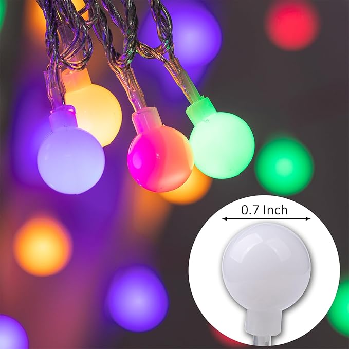 Ogrmar 49 ft 100 LED Globe Ball String Lights 8 Modes Fairy String Lights with Remote, Timer Function & Connectable for Indoor Outdoor Wedding Birthday Christmas Tree Garden Decor (100, Multicolor)