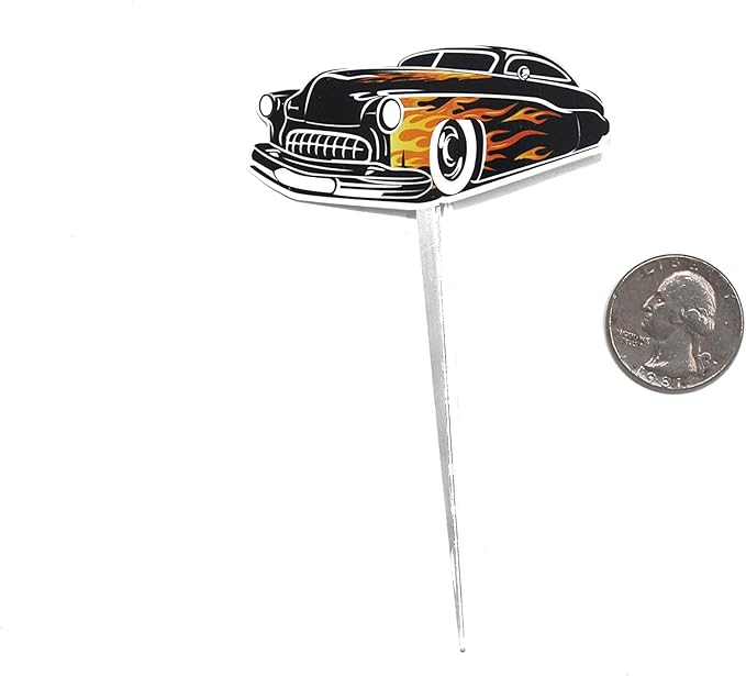 Classic Car Party Decorations - 12 Classic Cars Cupcake Topper Picks - Classic Car Birthday Party Decoration - 1950s Hot Rod Car Cupcake Toppers - Vintage Car Party Decorations