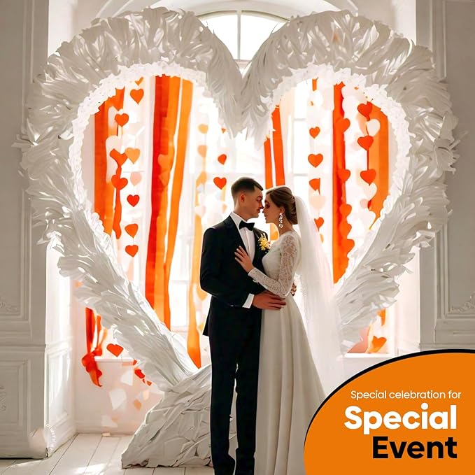 Captain Décor 6 Orange Streamers with White, 492ft Orange Crepe Paper Rolls for Party Decorations, Birthday Decorations Crepe Paper Streamers (1.8 inch x 82 ft/Roll)