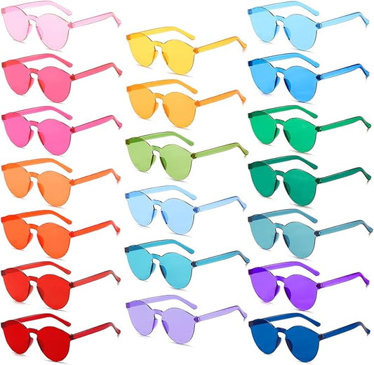 10/20 Pack Star/Heart Shape/Round/Butterfly/Cat Eye/Rectangle/Fire Rimless Tinted Party Sunglasses Color Glasses