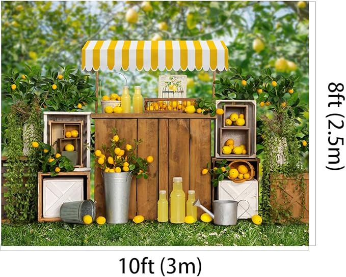 Kate 10x8ft Summer Lemon Shop Backdrops for Photography Lemonade Theme Party Decoration Background Lemon Juice Lemon Tree Backgrounds Sweet Baby 1st Birthday Party Studio Backdrop