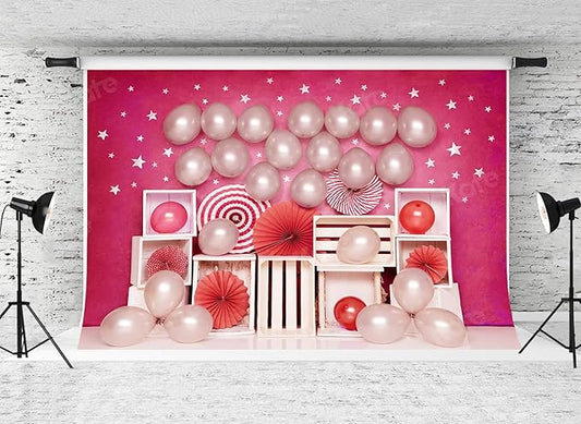 Kate 10x6.5ft Hot Pink Background for Photography Ballon Babyshower Background Birthday Party Decoration Backdrop