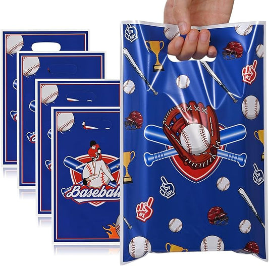 HappFestiv 50 Pcs Baseball Party Favor Bags, Baseball Themed Goodie Bags with Handle, Treat Bags Gift Bags for Snacks&Candy, Party Supplies