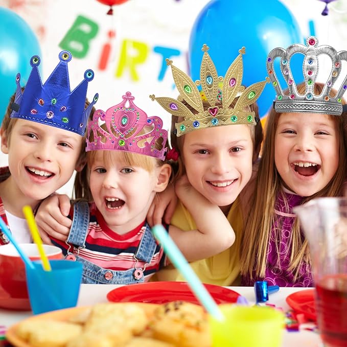 AHIER 23 Pieces Foam Crowns Set, Princess Tiaras Crowns DIY Party Crowns Make Your Crowns With Diamond Sticker