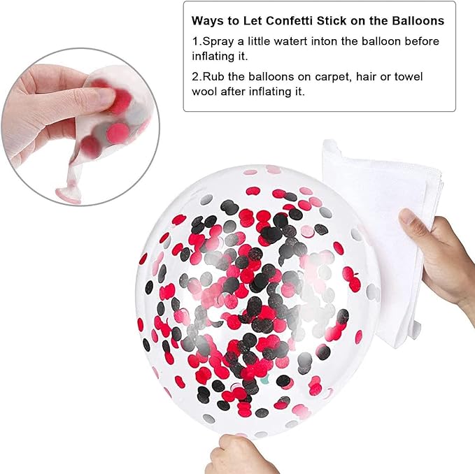 Black Red Confetti Latex Balloons, 60Pack 12inch Black Red Confetti Party Balloons for Mother's day Birthday Baby Shower Wedding Engagement Company Event Party Decoration