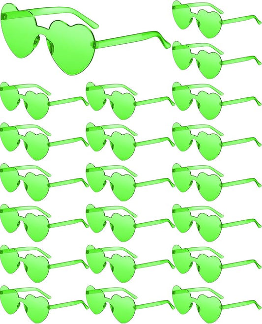 Frienda 20 Pairs Heart Shaped Sunglasses Rimless Candy Color Glasses for Women Men Party Favor