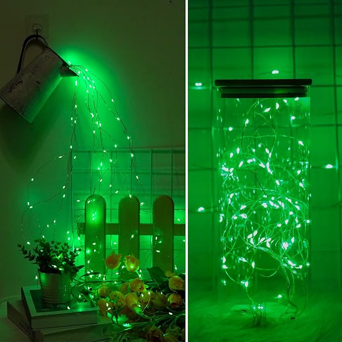 SmilingTown Battery Operated Fairy String Lights 24 Pack 20 LED 7.2ft Starry Firefly Copper Wire for Wedding Party Table Centerpiece Halloween Christmas Decorations (Green)