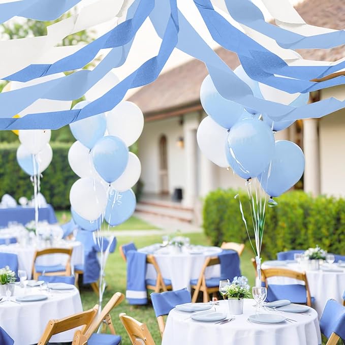 Dusty Blue Crepe Paper Streamers 6 Crepe Paper Rolls 492ft, DIY Craft Supplies for Boys Birthday Baby Shower, Bridal Party Decorations, 1.77 Inch x 82 Ft/Roll
