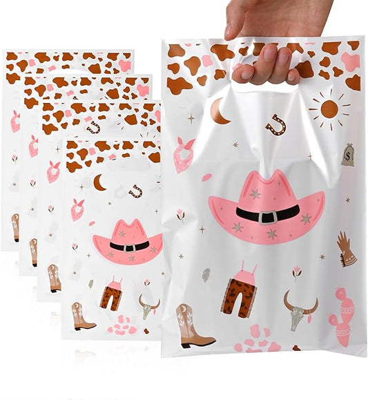 HappFestiv 50 Pcs Cowgirl Party Favor Bags, Western Girl Goodie Bags with Handle, Treat Bags for Snacks&Candy, Gift Bags for Girls, Bachelorette Party Supplies