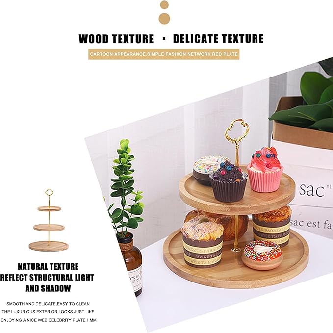 3 Tier Cupcake Stand, BetterJonny Wooden Tiered Tray, Cupcake Display Stand Dessert Stands, 3 Tier Cupcake Serving Stand for Tea Party, Baby Shower, Birthday, Wedding